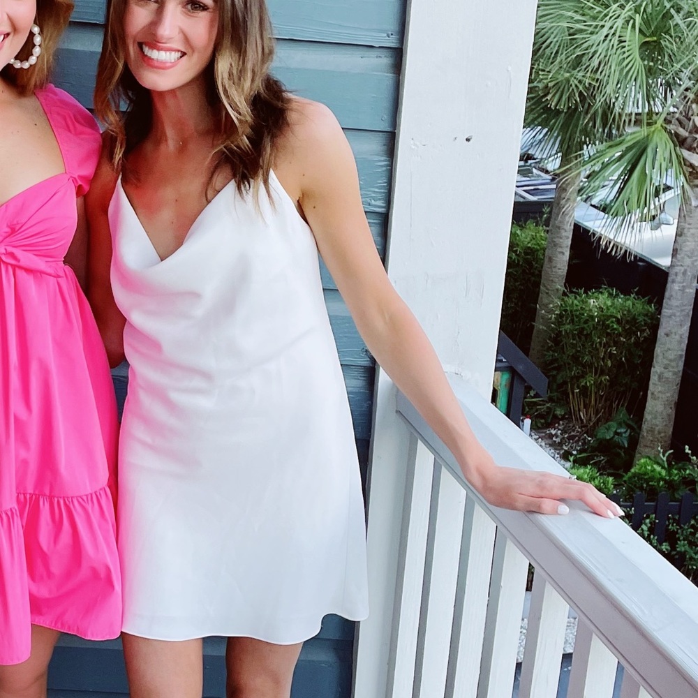 White Cowl Mini Dress